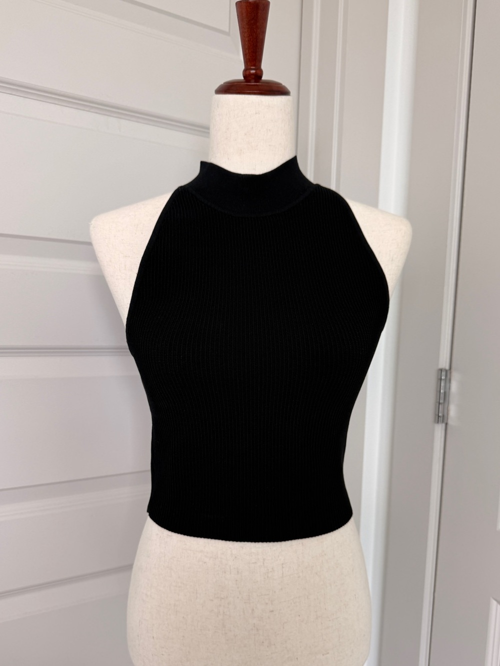 Babaton Black Ribbed Halter Tank